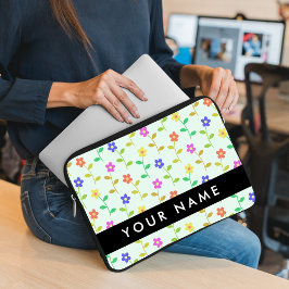 Färgblommor, Ljust grönt bakgrund, svart Laptop Fodral