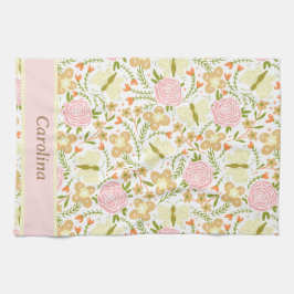 Färgblommor med fjärilar Mönster Namn Kökshandduk