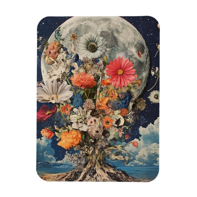 Färgblommor med hel måne magnet (Vertikal)