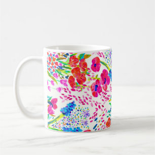 Färgblommor med rött färgämne mönster kaffemugg