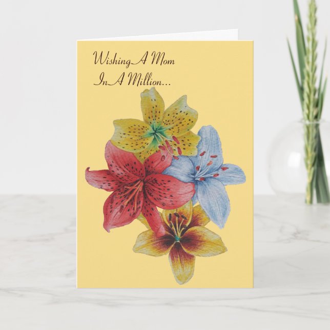 Färgblommor med versalt versum för morsa kort (Framsida)