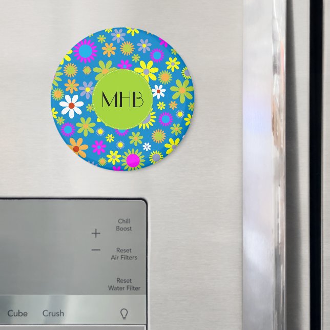 Färgblommor, Mönster av blommor, monogram Magnet (In Situ (Fridge))