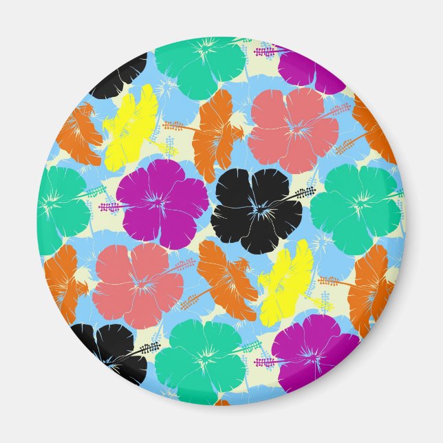 Färgblommor mönster design magnet (Framsidan)