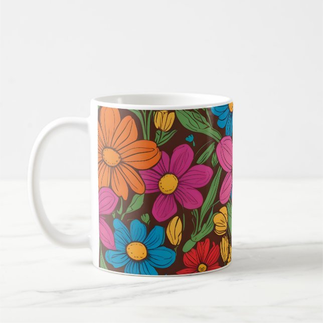 Färgblommor mönster kaffemugg (Vänster)
