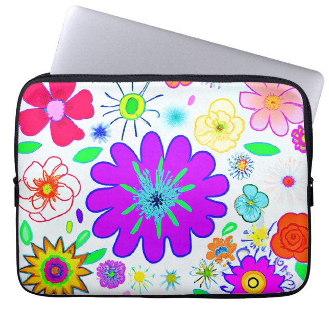 Färgblommor Mönster Laptop Fodral (Framsidan)