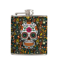 Färgblommor Mönster och socker Skull