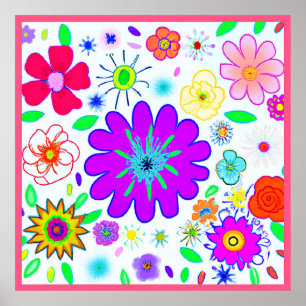 Färgblommor Mönster Poster