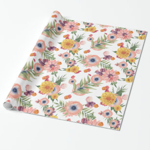Färgblommor Mönster Presentpapper