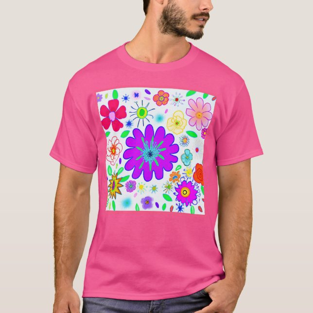 Färgblommor Mönster T Shirt (Framsida)