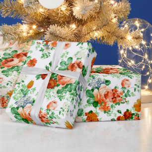 Färgblommor Mönster vit bakgrund Presentpapper