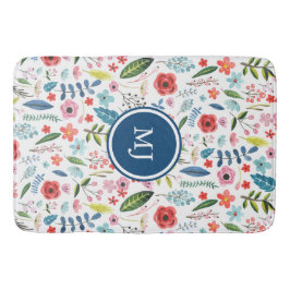 Färgblommor och Blad botaniska Mönster Badrumsmatta