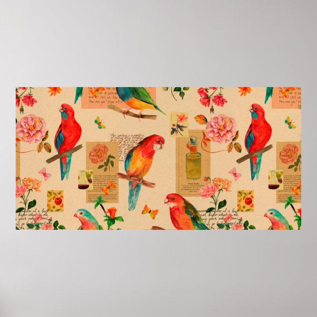 Färgblommor och blommor samt morötter mönster poster (Framsidan)