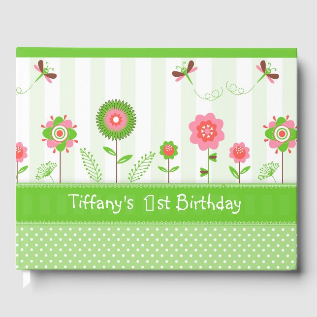 Färgblommor och fjärilar- födelsedag gästböcker (Framsida)