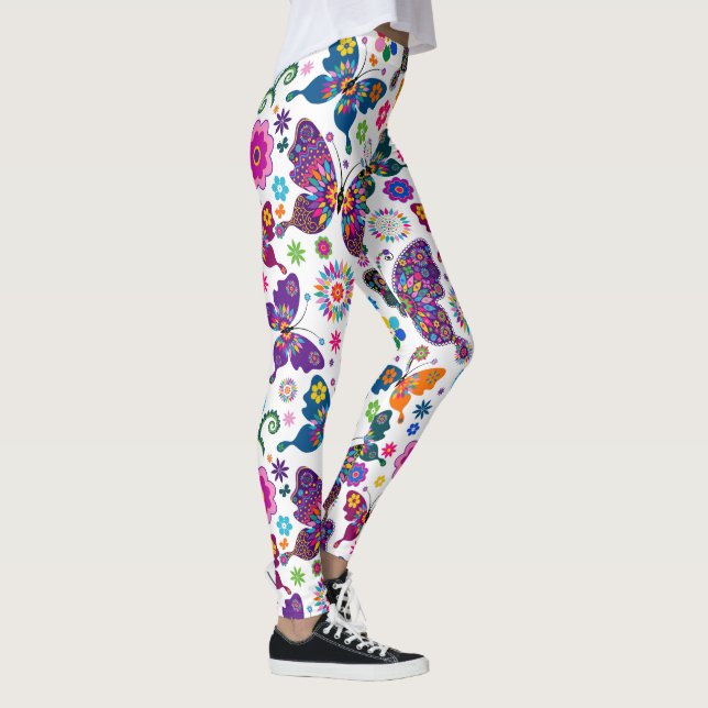 Färgblommor och fjärilar leggings (Höger)
