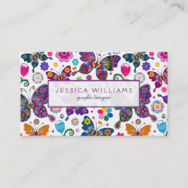 Färgblommor och fjärilar Mönster Visitkort
