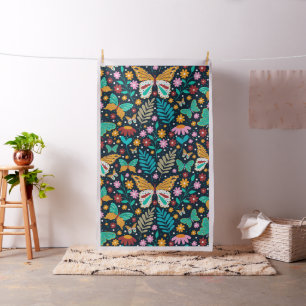 Färgblommor och fjärilar sömlösa mönster tyg