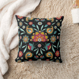 Färgblommor och Löv Batik Stil Kudde