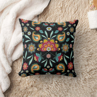 Färgblommor och Löv Batik Stil Kudde