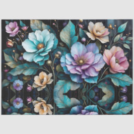 Färgblommor och löv, svart bakgrund