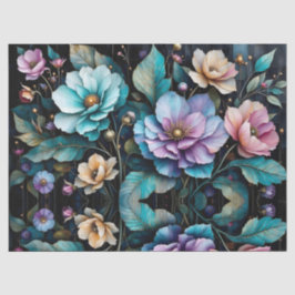 Färgblommor och löv, svart bakgrund