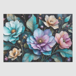 Färgblommor och löv, svart bakgrund II