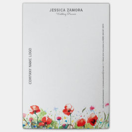 Färgblommor och rödvallor post-it block