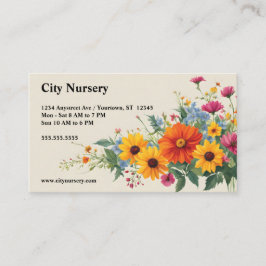 Färgblommor på Beige Nursery Plant Sales Visitkort