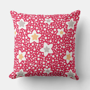 Färgblommor på en retro-polka-punktbakgrund kudde