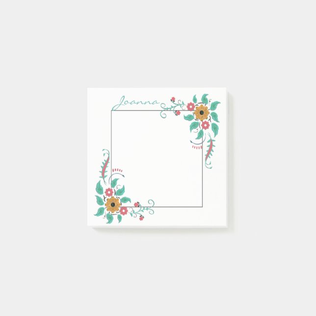 Färgblommor på Ram Post-it Block (Framsida)