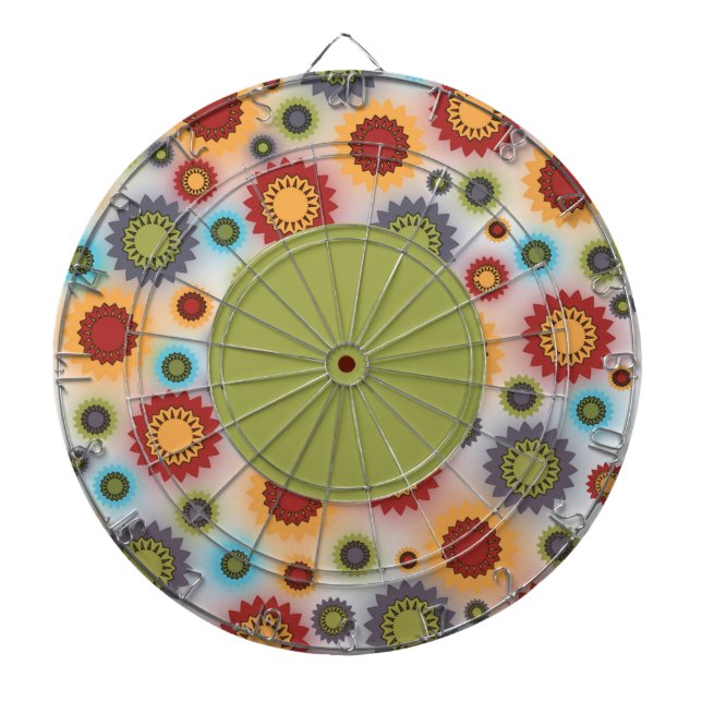 Färgblommor på vit Dartboard Piltavla (Framsidan)