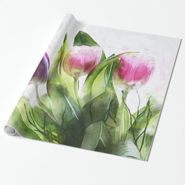 Färgblommor Presentpapper (Utrullad)