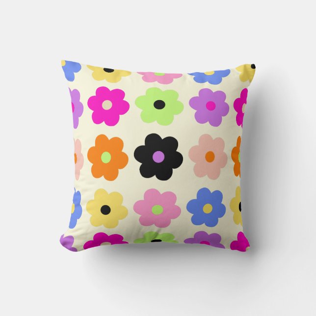 Färgblommor Retro Minimalist Daisy Mönster Kudde (Framsida)