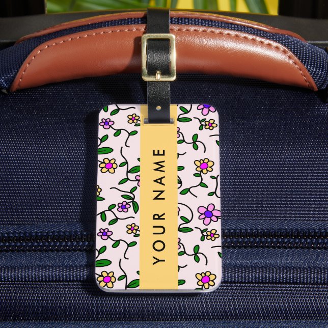 Färgblommor, Rosa, bakgrund, Gult Bagagebricka (Framsida Insitu 2)