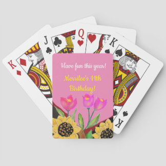 Färgblommor Rosa Tulips & Gult Solblommor Casinokort