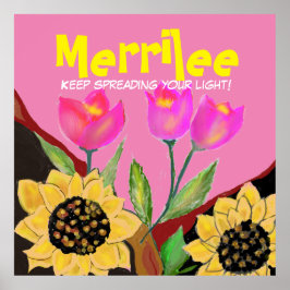 Färgblommor Rosa Tulips & Gult Solblommor Poster