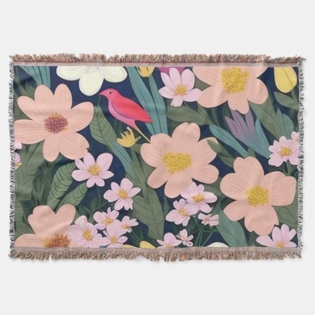 Färgblommor rosa underbar Gift-Märkre Filt (Framsidan)