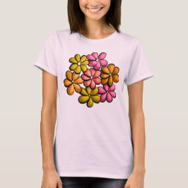 Färgblommor Rosa Vår Blommigt T Shirt