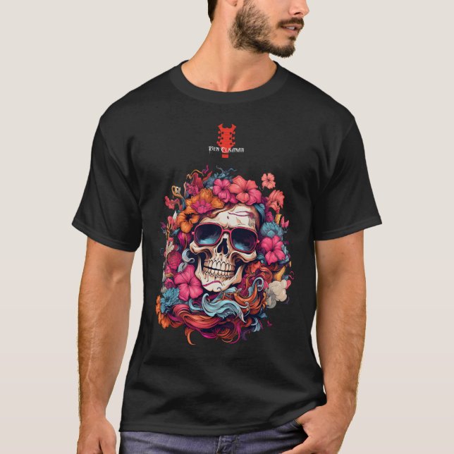 Färgblommor Skulliga solglasögon | Ben Elkanar T Shirt (Framsida)
