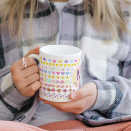 Färgblommor Sol & Hearts Mönster, Rosa Blommigt Kaffemugg