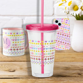Färgblommor Sol & Hearts Mönster, Rosa Blommigt Take Away Mugg