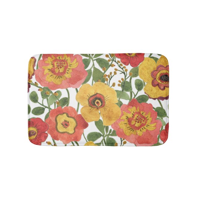 Färgblommor: sommarvattenfärgen mönster. badrumsmatta (Framsidan)