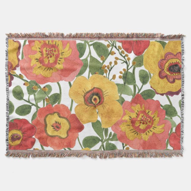 Färgblommor: sommarvattenfärgen mönster. filt (Framsidan)