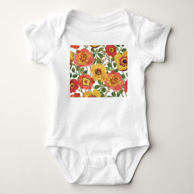 Färgblommor: sommarvattenfärgen mönster. t shirt (Framsida)
