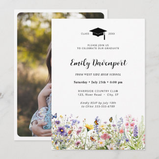 Färgblommor trädgårdsfoto Studenten på baksidan Inbjudningar