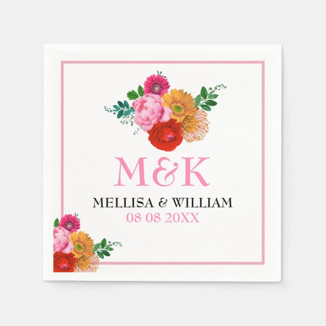Färgblommor Trendig Vattenfärger Bröllop design Pappersservett (Framsidan)