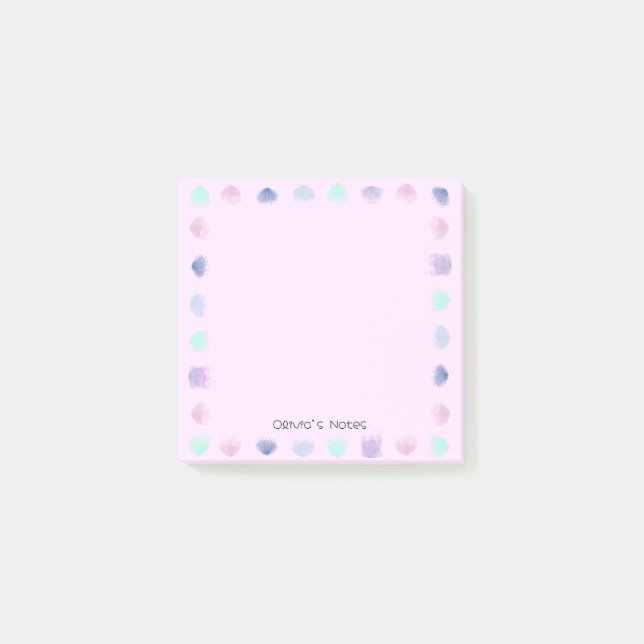 Färgblommor, vattenfärg, Personlig namn Post-it Block (Framsida)