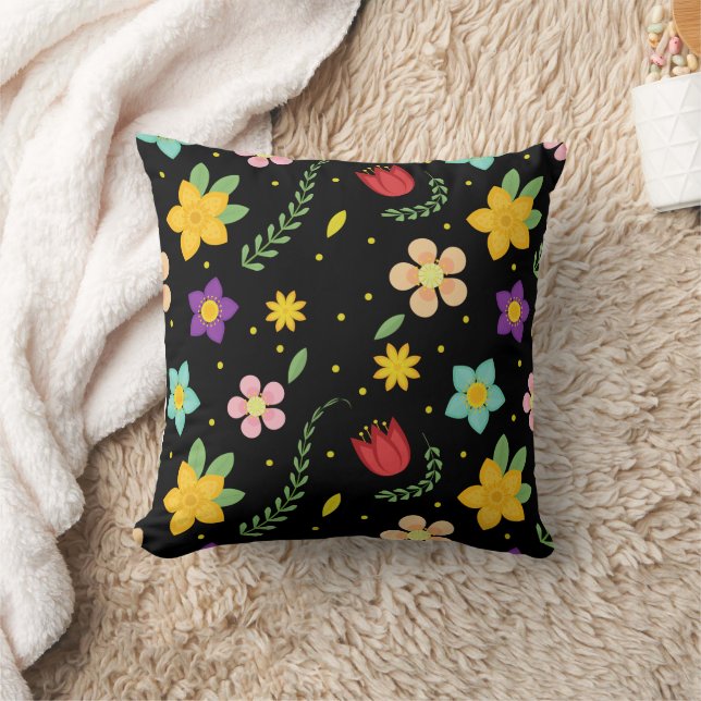Färgblommor Vattenfärgad cute Kudde (Filt)