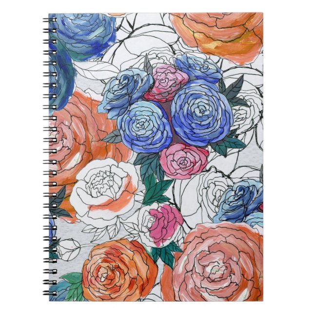 Färgblommor: Vibrant sjölöst Mönster Anteckningsbok (Framsidan)