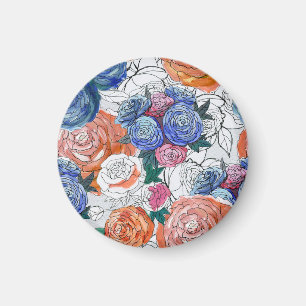 Färgblommor: Vibrant sjölöst Mönster Magnet