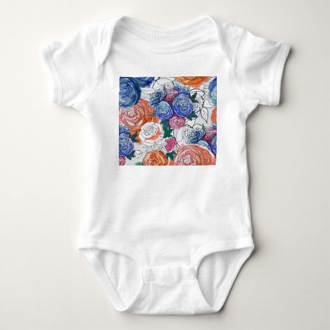 Färgblommor: Vibrant sjölöst Mönster T Shirt (Framsida)